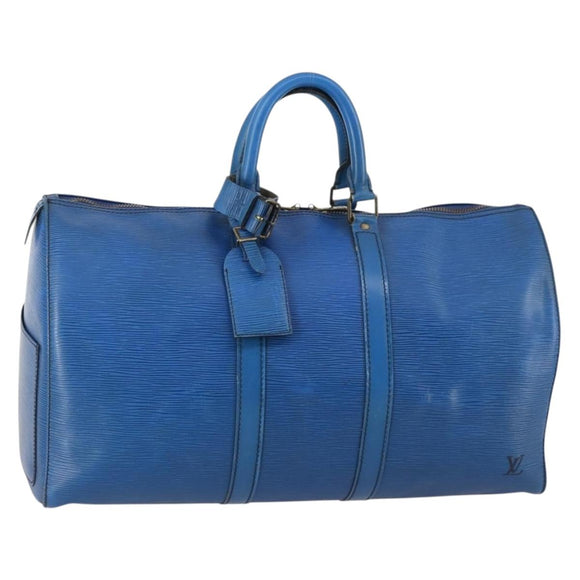 LOUIS VUITTON Epi Keepall 45 Boston Bag Blue M42975 LV Auth 142820