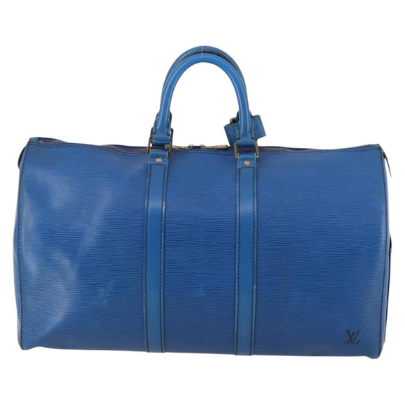 LOUIS VUITTON Epi Keepall 45 Boston Bag Blue M42975 LV Auth 142820