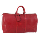 LOUIS VUITTON Epi Keepall 50 Boston Bag Red M42967 LV Auth 142821-1