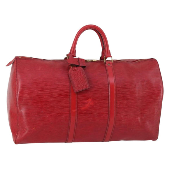 LOUIS VUITTON Epi Keepall 50 Boston Bag Red M42967 LV Auth 142821
