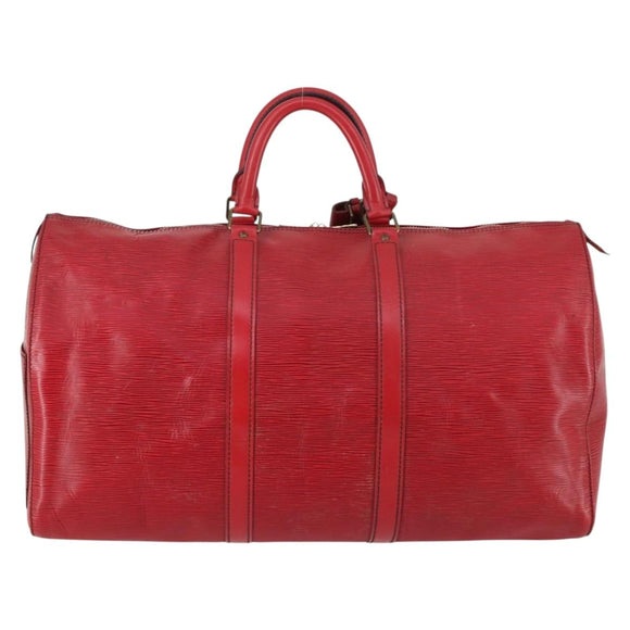 LOUIS VUITTON Epi Keepall 50 Boston Bag Red M42967 LV Auth 142821