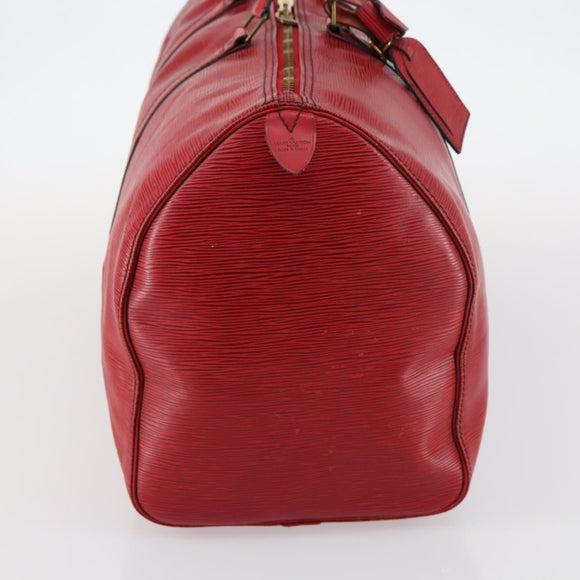 LOUIS VUITTON Epi Keepall 50 Boston Bag Red M42967 LV Auth 142821