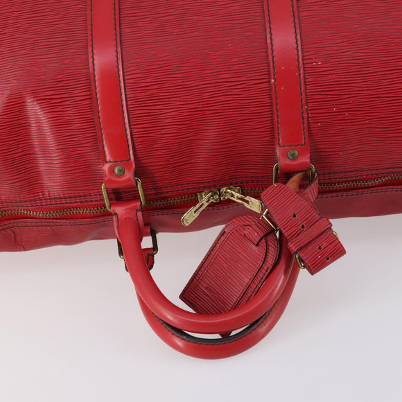 LOUIS VUITTON Epi Keepall 50 Boston Bag Red M42967 LV Auth 142821
