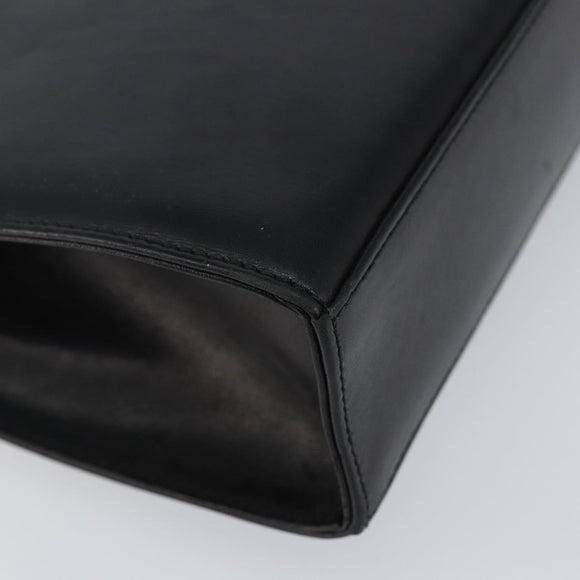 Salvatore Ferragamo Gancini Shoulder Bag Leather Black Gold Auth 142822