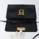 Salvatore Ferragamo Gancini Shoulder Bag Leather Black Gold Auth 142822-10