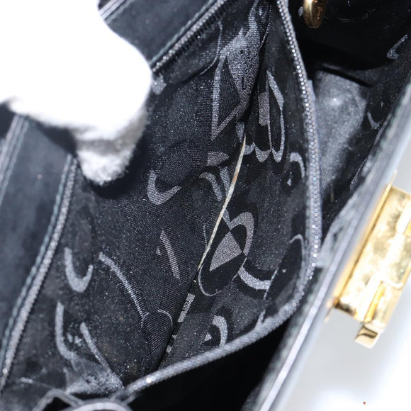 Salvatore Ferragamo Gancini Shoulder Bag Leather Black Gold Auth 142822