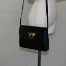 Salvatore Ferragamo Gancini Shoulder Bag Leather Black Gold Auth 142822-21