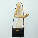 Salvatore Ferragamo Gancini Shoulder Bag Leather Black Gold Auth 142822-27