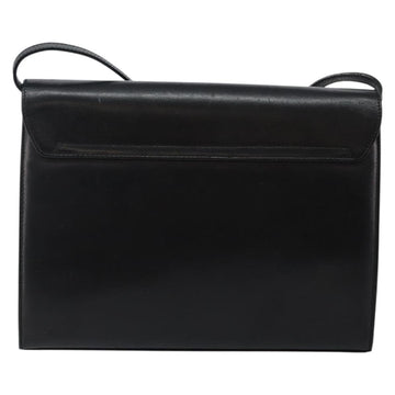 Salvatore Ferragamo Gancini Shoulder Bag Leather Black Gold Auth 142822 - 0