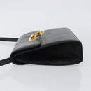 Salvatore Ferragamo Gancini Shoulder Bag Leather Black Gold Auth 142822-4