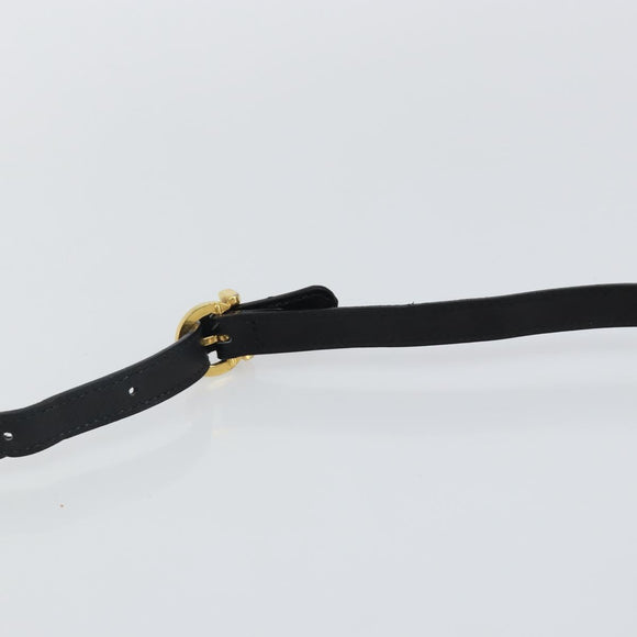 Salvatore Ferragamo Gancini Shoulder Bag Leather Black Gold Auth 142822