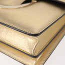 Salvatore Ferragamo Gancini Chain Shoulder Bag Leather Gold Auth 142823-12