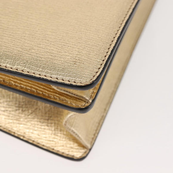 Salvatore Ferragamo Gancini Chain Shoulder Bag Leather Gold Auth 142823