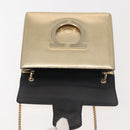 Salvatore Ferragamo Gancini Chain Shoulder Bag Leather Gold Auth 142823-15