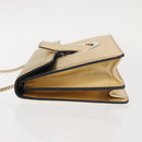 Salvatore Ferragamo Gancini Chain Shoulder Bag Leather Gold Auth 142823-6