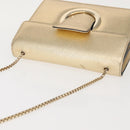 Salvatore Ferragamo Gancini Chain Shoulder Bag Leather Gold Auth 142823-7