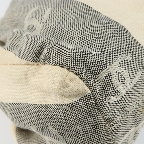 CHANEL Tote Bag Canvas Ivory Gold CC Auth 142826