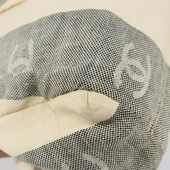 CHANEL Tote Bag Canvas Ivory Gold CC Auth 142826