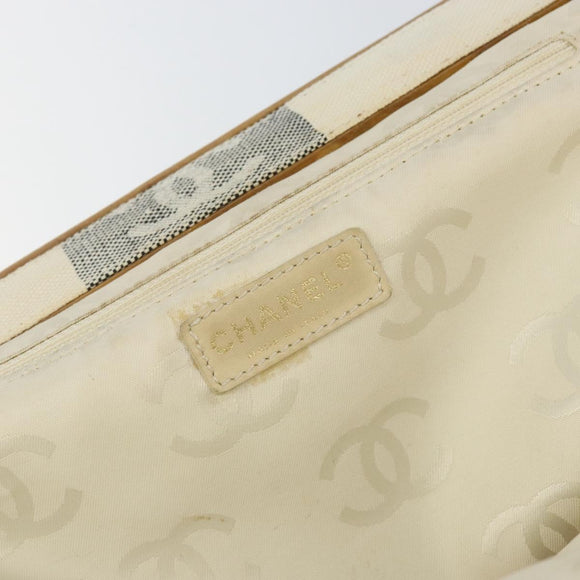 CHANEL Tote Bag Canvas Ivory Gold CC Auth 142826