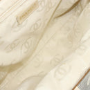 CHANEL Tote Bag Canvas Ivory Gold CC Auth 142826-10