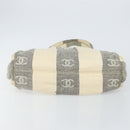 CHANEL Tote Bag Canvas Ivory Gold CC Auth 142826-5