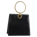 Salvatore Ferragamo Gancini Hand Bag Leather Black Gold Auth 142837-1
