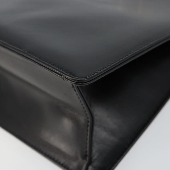 Salvatore Ferragamo Gancini Hand Bag Leather Black Gold Auth 142837