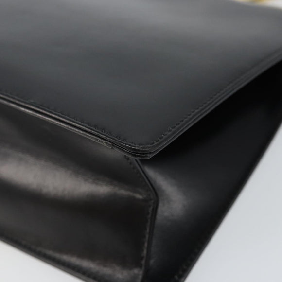 Salvatore Ferragamo Gancini Hand Bag Leather Black Gold Auth 142837