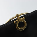 Salvatore Ferragamo Gancini Hand Bag Leather Black Gold Auth 142837-10