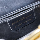 Salvatore Ferragamo Gancini Hand Bag Leather Black Gold Auth 142837-12