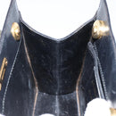 Salvatore Ferragamo Gancini Hand Bag Leather Black Gold Auth 142837-18