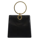 Salvatore Ferragamo Gancini Hand Bag Leather Black Gold Auth 142837-13