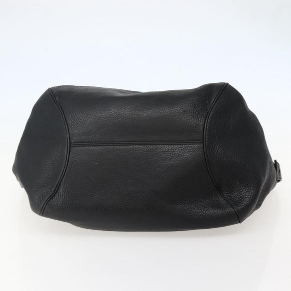 Salvatore Ferragamo Gancini Shoulder Bag Leather Black Silver Auth 142838