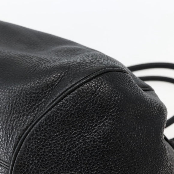 Salvatore Ferragamo Gancini Shoulder Bag Leather Black Silver Auth 142838