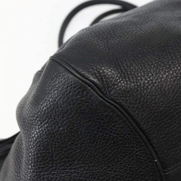 Salvatore Ferragamo Gancini Shoulder Bag Leather Black Silver Auth 142838