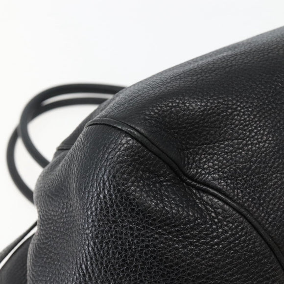 Salvatore Ferragamo Gancini Shoulder Bag Leather Black Silver Auth 142838