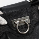 Salvatore Ferragamo Gancini Shoulder Bag Leather Black Silver Auth 142838-18