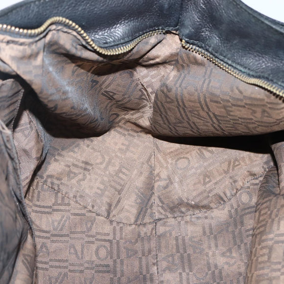 Salvatore Ferragamo Gancini Shoulder Bag Leather Black Silver Auth 142838