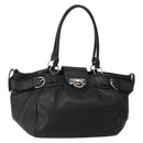 Salvatore Ferragamo Gancini Shoulder Bag Leather Black Silver Auth 142838-1