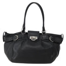 Salvatore Ferragamo Gancini Shoulder Bag Leather Black Silver Auth 142838-13