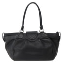 Salvatore Ferragamo Gancini Shoulder Bag Leather Black Silver Auth 142838-2