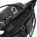 Salvatore Ferragamo Gancini Shoulder Bag Leather Black Silver Auth 142838-6
