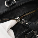 Salvatore Ferragamo Gancini Shoulder Bag Leather Black Silver Auth 142838-7