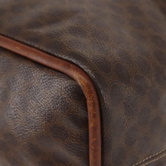 CELINE Macadam Canvas Hand Bag PVC Leather Brown Gold Auth 142839