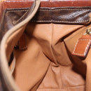 CELINE Macadam Canvas Hand Bag PVC Leather Brown Gold Auth 142839-20