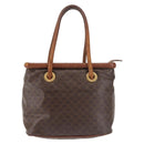 CELINE Macadam Canvas Hand Bag PVC Leather Brown Gold Auth 142839-13