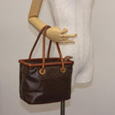 CELINE Macadam Canvas Hand Bag PVC Leather Brown Gold Auth 142839-22