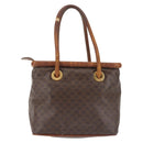 CELINE Macadam Canvas Hand Bag PVC Leather Brown Gold Auth 142839-2