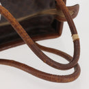 CELINE Macadam Canvas Hand Bag PVC Leather Brown Gold Auth 142839-7