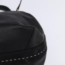 CELINE Hand Bag Leather 2way Black Gold Auth 142840-16